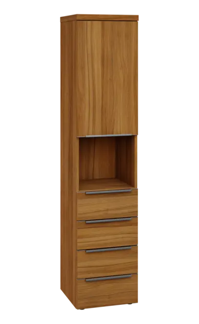 SIN 5 - 44ZND kancelářská skříň, 4-zásuvková/nika, 1-dveřová, pravá, 1820x400x400, ořech světlý